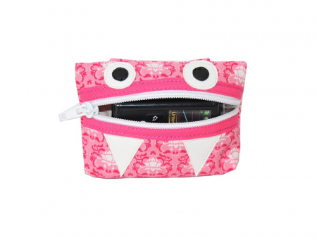 Pumpentasche als MiniMonster kleine weiße Ornamente auf pink/rosa
