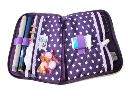 Diabetes Tasche, Sterne auf Lila