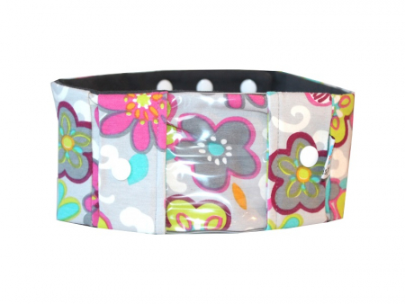 Sportband mit Sichtfenster, bunte Retroblumen