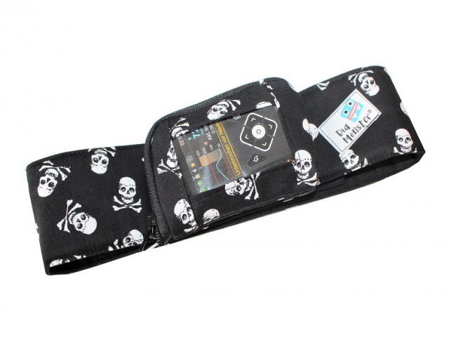 Pumpentasche mit Sichtfenster und festem Band - kleine weiße Skulls