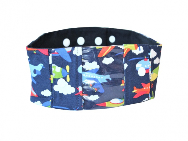 Sportband mit Sichtfenster, kleine bunte Flugzeuge