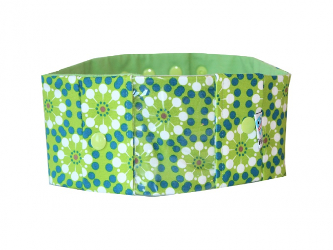 Sportband mit Sichtfenster, Retroblumen, grün
