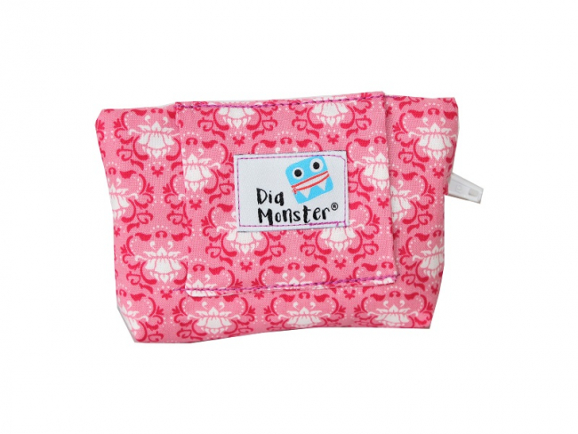 Pumpentasche als MiniMonster kleine weiße Ornamente auf pink/rosa