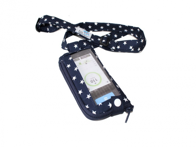 Tasche für DBLG1-Handset blau mit Sichtfenster als Umhängetasche