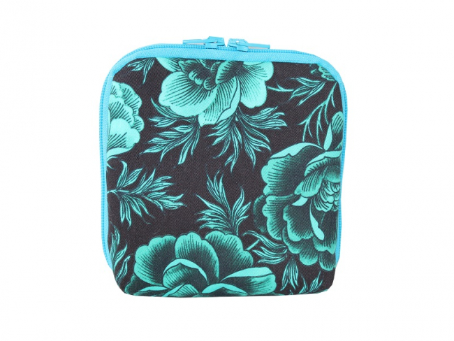Diabetes Tasche, große Blume auf schwarz