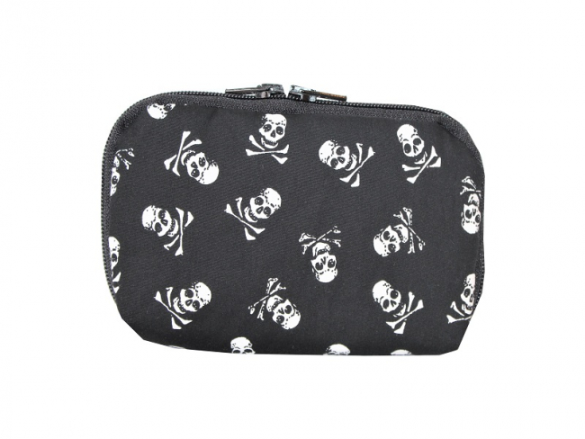 Diabetes Tasche, weiße Skulls auf Schwarz