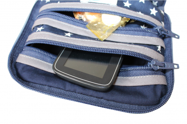 Diabetes Tasche, Softshell, Sterne hellblau