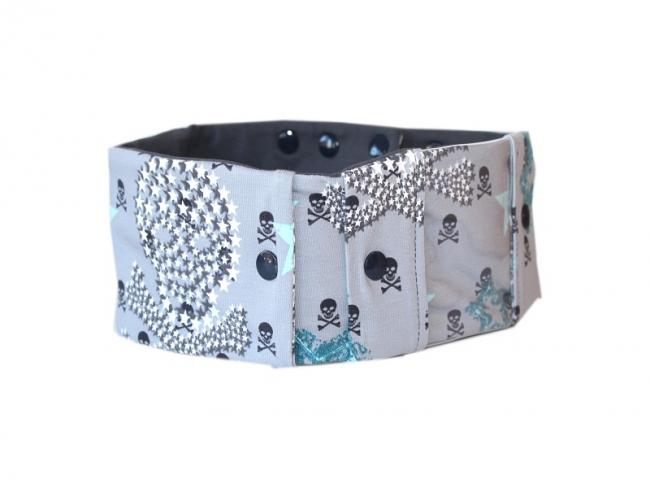 Sportband mit 2 Einsteckfächern, Skulls grau