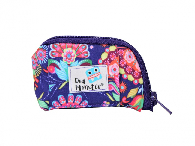 Pumpentasche, bunte Blumen, lila