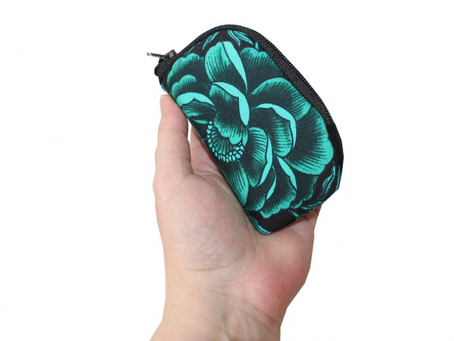 Pumpentasche, Blume petrol